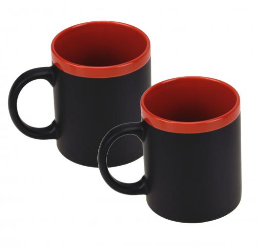 2er Set beschreibbare Memo Kreide Kaffee Tasse - Farbe: rot