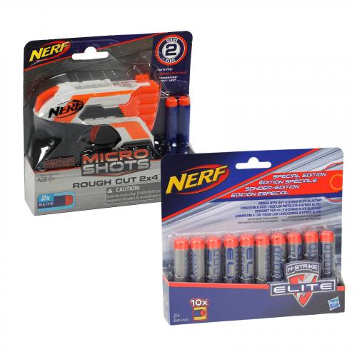 Nerf N-Strike Micro Shots Rough Cut 2x4 Blaster + Darts Sonderedition grau