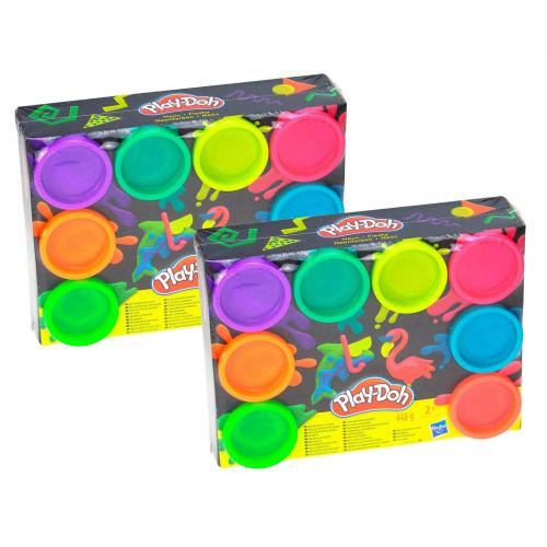 Play-Doh 2x 8er Pack Knete Neon bunt Kinderknete