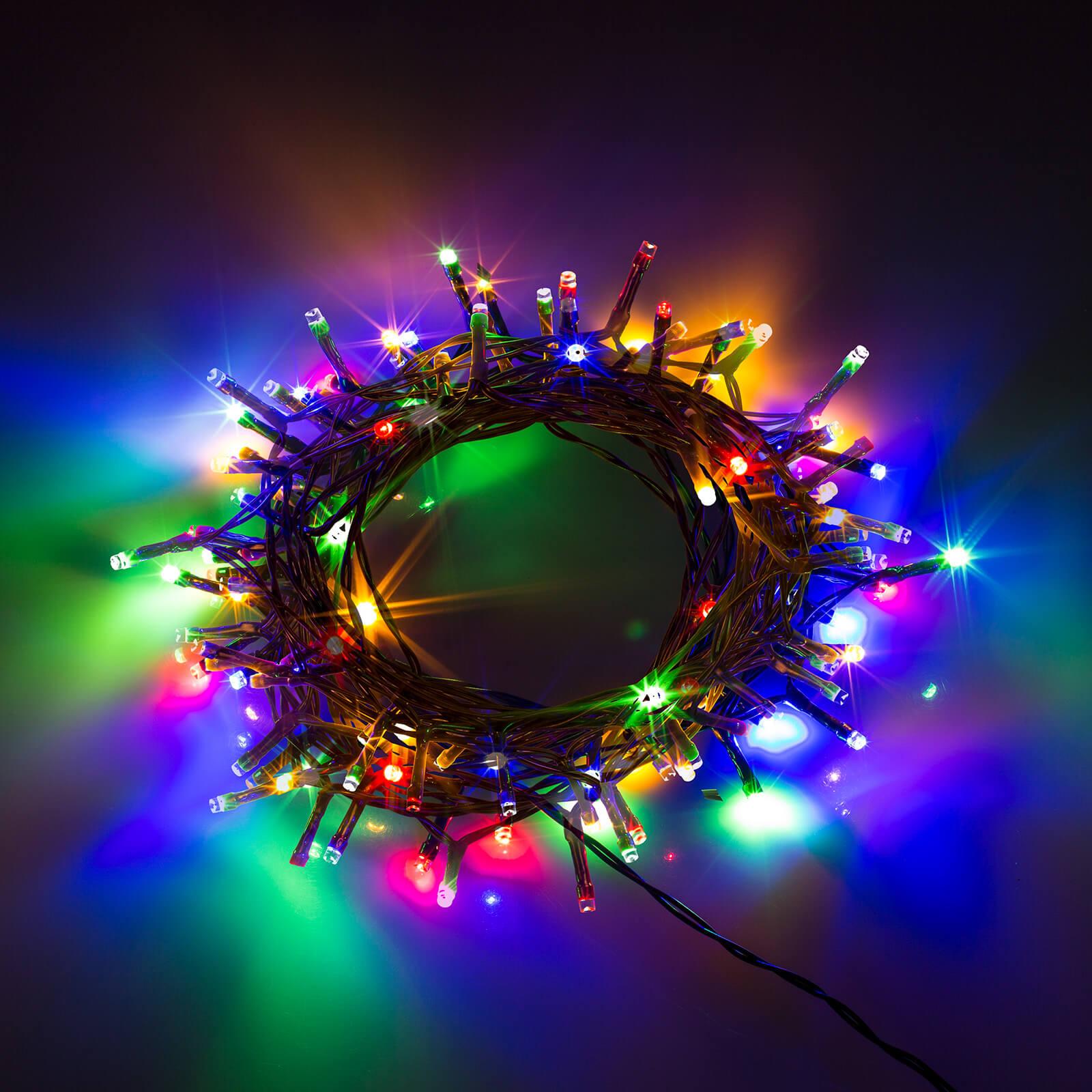 Innen Aussen Lichterkette 120 LEDs warmweiß und bunt 6-Stunden Timer Batterie